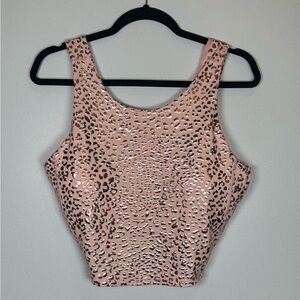 NWT Crane Pink/Animal Print/Shimmer Bodycore Cropped Tank.Barbiecore. Balletcore